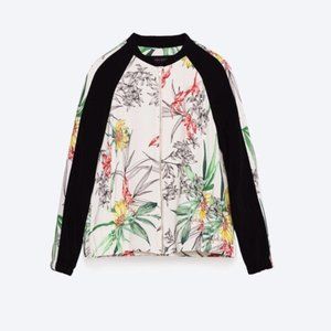 Zara Basic Collection Floral Print Zip Up Jacket